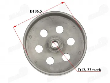 CLUTCH DRUM 106,5mm 22 teeth for scooter TGB outside 115mm GY6