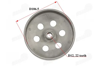 CLUTCH DRUM 106,5mm 22 teeth for scooter TGB outside 115mm GY6