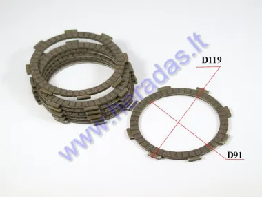 Clutch friction disc set for ATV quad bike