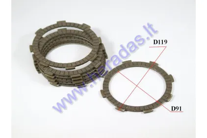 Clutch friction disc set for ATV quad bike