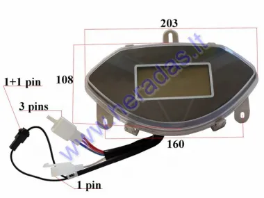 Skydelis prietaisų spidometras elektrinio triračio MS01-MS03