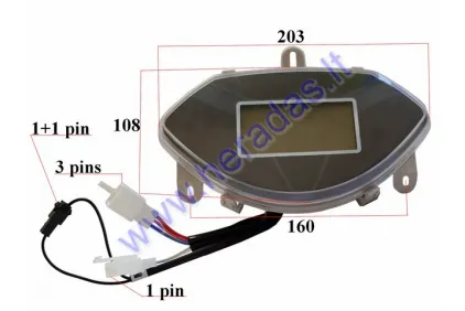 Dashboard with speedometer for electric trike scooter MS01-MS03