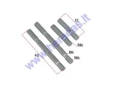 CYLINDER STUD/BOLT KIT GY6 50-125cc 6x62 6x32