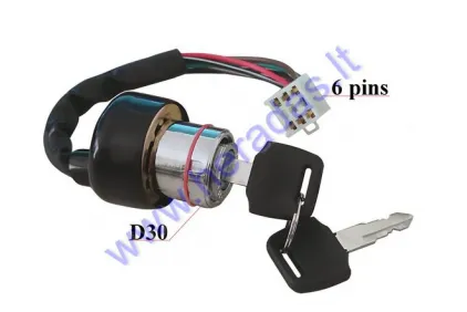 Universal key switch for ATV quad bike 6 pin