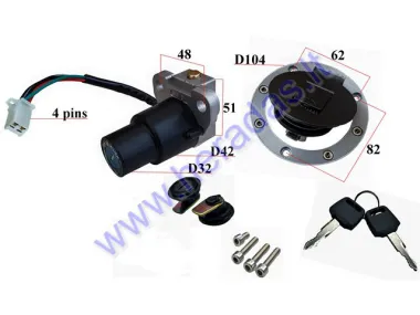 Complete ignition switch with a set of locks STREET YM50-8 NEKEN