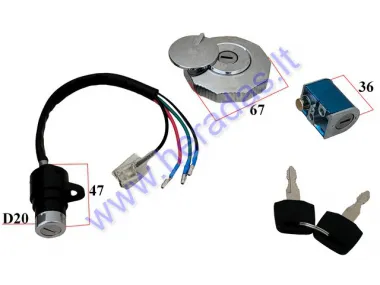 KEY SWITCH SET for scooter, moped with fuel tank cap, tank cap fits CHAMP MONTANA