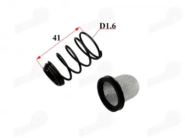 Oil filter spring with wire mesh filter