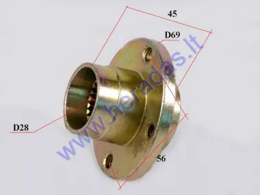 Brake disc hub for quad bike