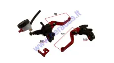 Brake and cluch lever set with MASTER CYLINDER for standart D22 mm HANDLEBAR. Sport short levers, 6 steps distance adjustment. Fits M10 mirrors, 2x right-hand thread.