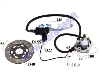 RIGHT SIDE BRAKE LEVER WITH FRONT BRAKE CALIPER, BRAKE HOSE and brake disk for MOTOR SCOOTER GY6 50cc 10col wheels