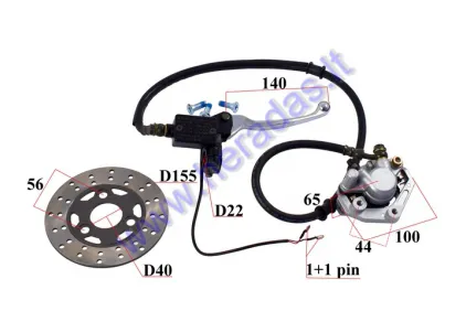 RIGHT SIDE BRAKE LEVER WITH FRONT BRAKE CALIPER, BRAKE HOSE and brake disk for MOTOR SCOOTER GY6 50cc 10col wheels