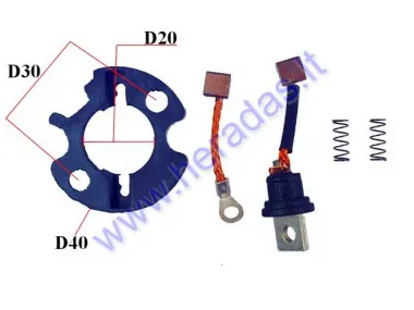 Starterio remontinis komplektas 2T 4T korpusas D40 , šepetėliai 7x7x5 mm, laido ilgis 30mm korpuso aukštis 16mm