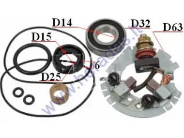 Starterio remontinis komplektas Kawasaki, Suzuki & Yamaha ATV & Motorcycle. Honda Denso 2-Brush PMDD Starters, Honda (1985-1987) , Kawasaki (1983-2003) , S