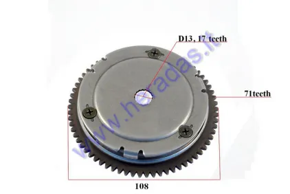 STARTER CLUTCH ASSEMBLY, BENDIX FOR SCOOTER 2T 13MM Minarelli 50-80cc