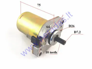 Starter motor 10 tooth D7,2 2-stroke scooter Yamaha, MBK,Malaguti,Benelli, Aprilia