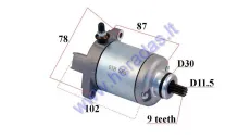 STARTER MOTOR 9 TEETH D11,5 FOR SCOOTER Piaggio, Aprilia, Gilera 125-250cc