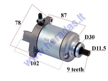 STARTER MOTOR 9 TEETH D11,5 FOR SCOOTER Piaggio, Aprilia, Gilera 125-250cc