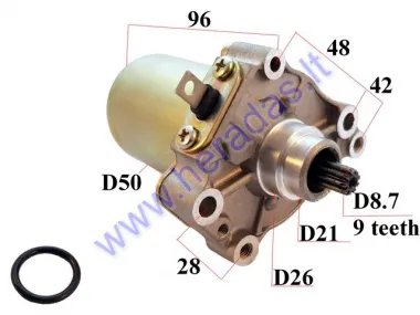 Starteris 9 dantų D8,7 motorolerio, motociklo Piaggio 100-125-180cc 2T  4T