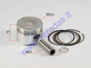 Piston, ring set for scooter 125cc D52.4 GY6