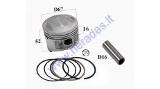 Piston, ring set for ATV quad bike, motorcycle 250cc D67 PIN16 CG250 BASHAN ZONGSHEN