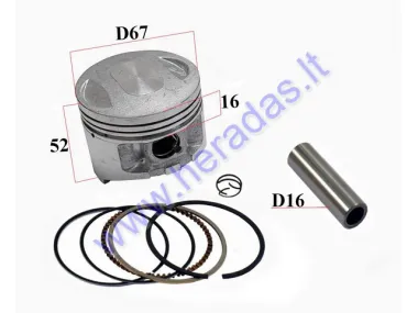 Piston, ring set for ATV quad bike, motorcycle 250cc D67 PIN16 CG250 BASHAN ZONGSHEN