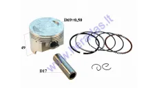 Stūmoklis žiedai ATV keturračio,motociklo Honda CB 200 D69+0,50mm PIN17 remontinis Yamaha Majesty 250