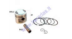 PISTON, RING SET FOR ATV QUAD BIKE D56,4mm PIN15 H49mm Romet, Junak, Barton 125cc