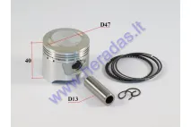 Stūmoklis žiedai mopedo, motociklo 48-90cc D47mm PIN13 tinka QWMOTO BULL 90 CC QWMOT90, Barton, Romet