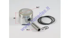 Piston, ring set for moped 48-80cc