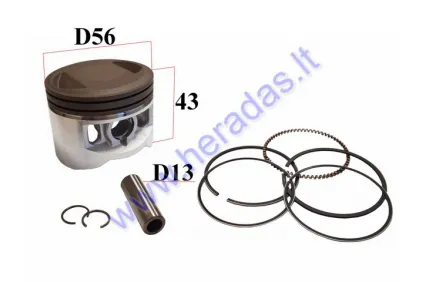 Piston, ring set for motorcycle 140cc YX140 D56 PIN13