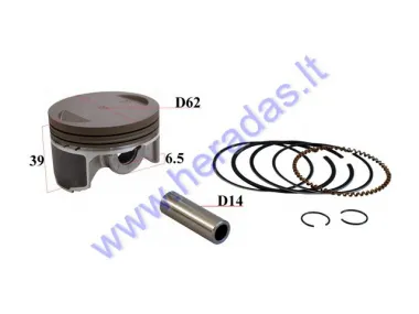 Piston, ring set for motorcycle 190cc ZS190 D62 PIN14