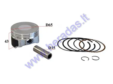 Stūmoklis žiedai motociklo D65  oras 230- 250cc CBF35 , MTL250. MOTOLAND ,YINXIANG SHINERAY variklio tipas 165FMM   CBF35040 pilnas komp