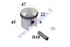 Piston, ring set for motorized bicycle 50-80cc D47 2-stroke