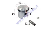 Piston, ring set for motorized bicycle 50-80cc D47 2-stroke