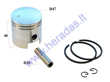 PISTON, RING SET FOR MOTORIZED BICYCLE 80cc D47 2-STROKE H25 PIN10