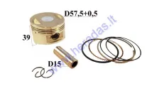 PISTON, RING SET FOR SCOOTER 150cc D57,5+0,5mm REPAIR-REPLACEMENT 4 STROKE ENGINE GY6