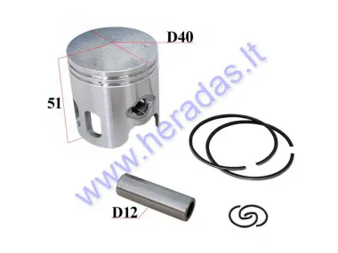 Piston, ring set for scooter  50cc  2T D40 Benzer, GB Motors, Keeway, Kingway, Longjia,  RMMotor, Romet, Yuki Moto