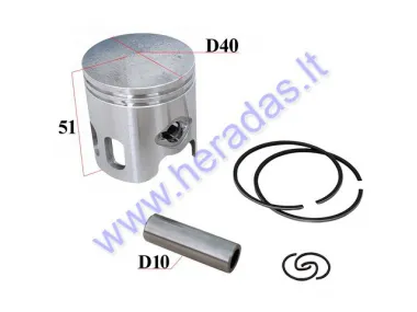 Piston, ring set for scooter 50cc  2T D40 GB Motor, Keeway, Kingway, Longjia, RMMotor,   Romet, Yuki Moto Dragon