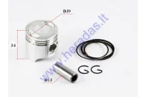 Piston, ring set for scooter 50cc D39 4-stroke GY6