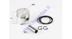 Piston, ring set for scooter 50cc D39 4-stroke GY6