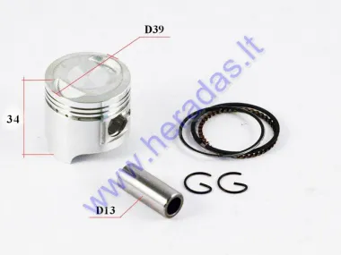 Piston, ring set for scooter 50cc D39 4-stroke GY6