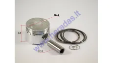Piston, ring set for scooter 50cc D44 4-stroke GY6