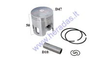 Piston, ring set for scooter 70cc D47 PIN10 Aprilia SR, Benelli, Beta, Cpi, Junak, KTM  Longjia, Malaguti, MBK, PGO, Romet, Yamaha, Zipp