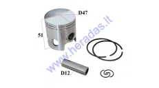 Piston, ring set for scooter 70cc D47 PIN12 Aprilia RS, RX, SX, Derbi GPR, Senda  Gilera RCR, SMT