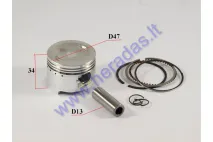 Piston, ring set for scooter D47 4-stroke GY6