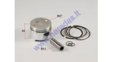 Piston, ring set for scooter D47 4-stroke GY6