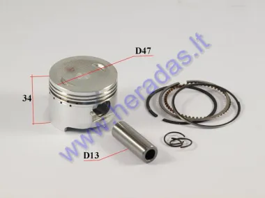 Piston, ring set for scooter D47 4-stroke GY6