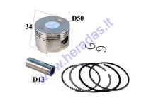 Piston, ring set for scooter D50 4-stroke GY6 90cc PIN13