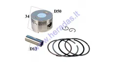 Piston, ring set for scooter D50 4-stroke GY6 90cc PIN13