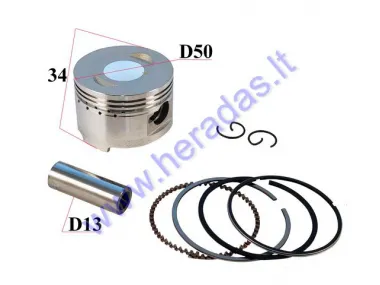 Piston, ring set for scooter D50 4-stroke GY6 90cc PIN13